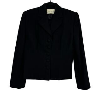 Lord & Taylor Black Structured Blazer Jacket Womens 8 Wool Classic Luxury Career
